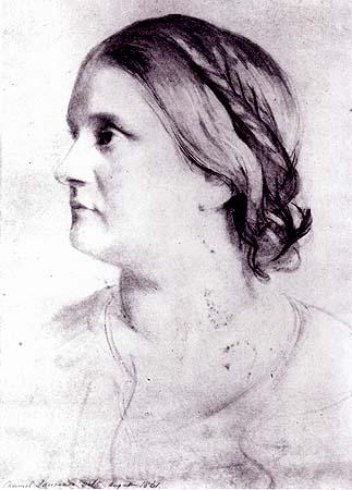 Crayon portrait of Barbara Bodichon